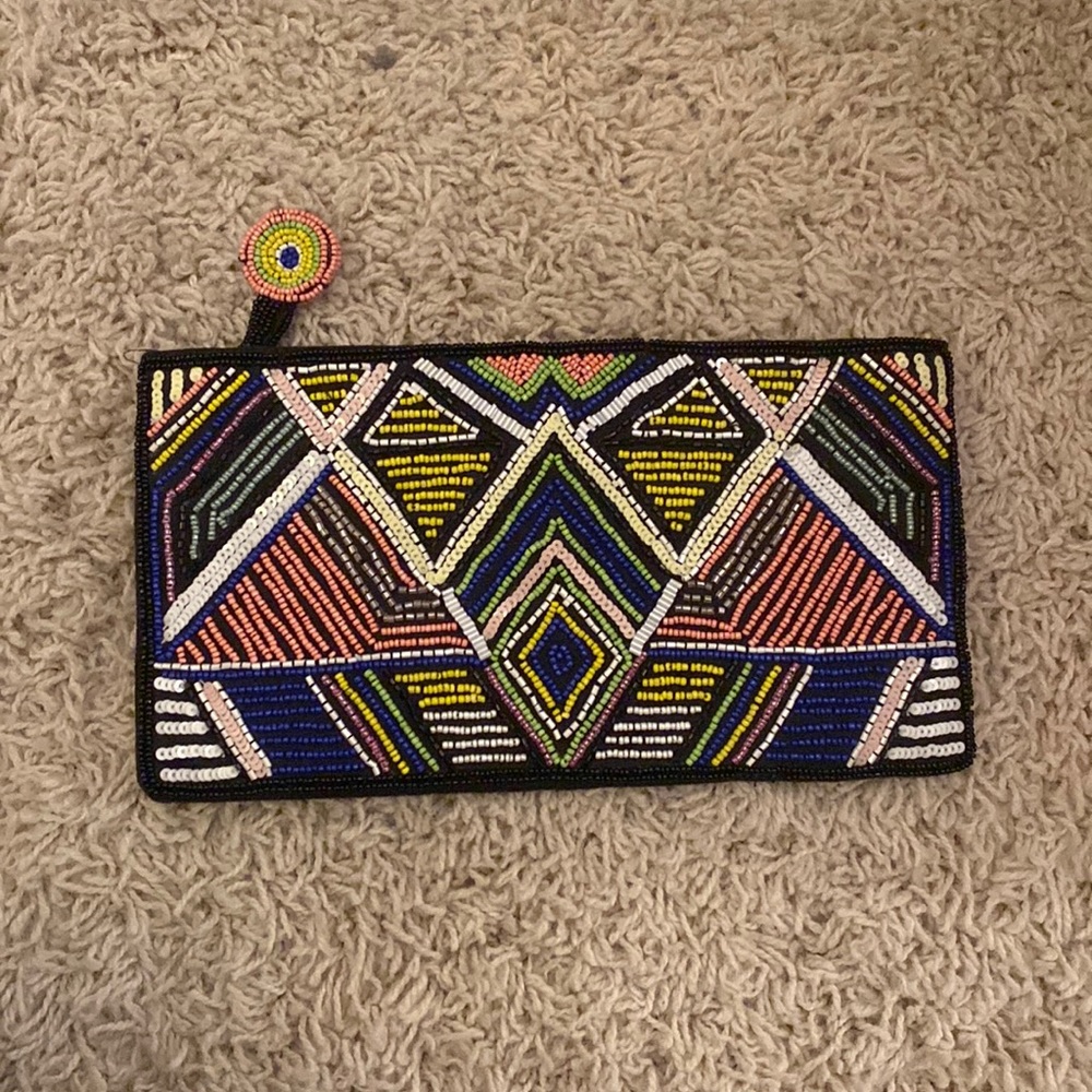 HAND SEWN BEADED CLUTCH